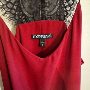 Express Burgundy Backless Dress with Black Lace